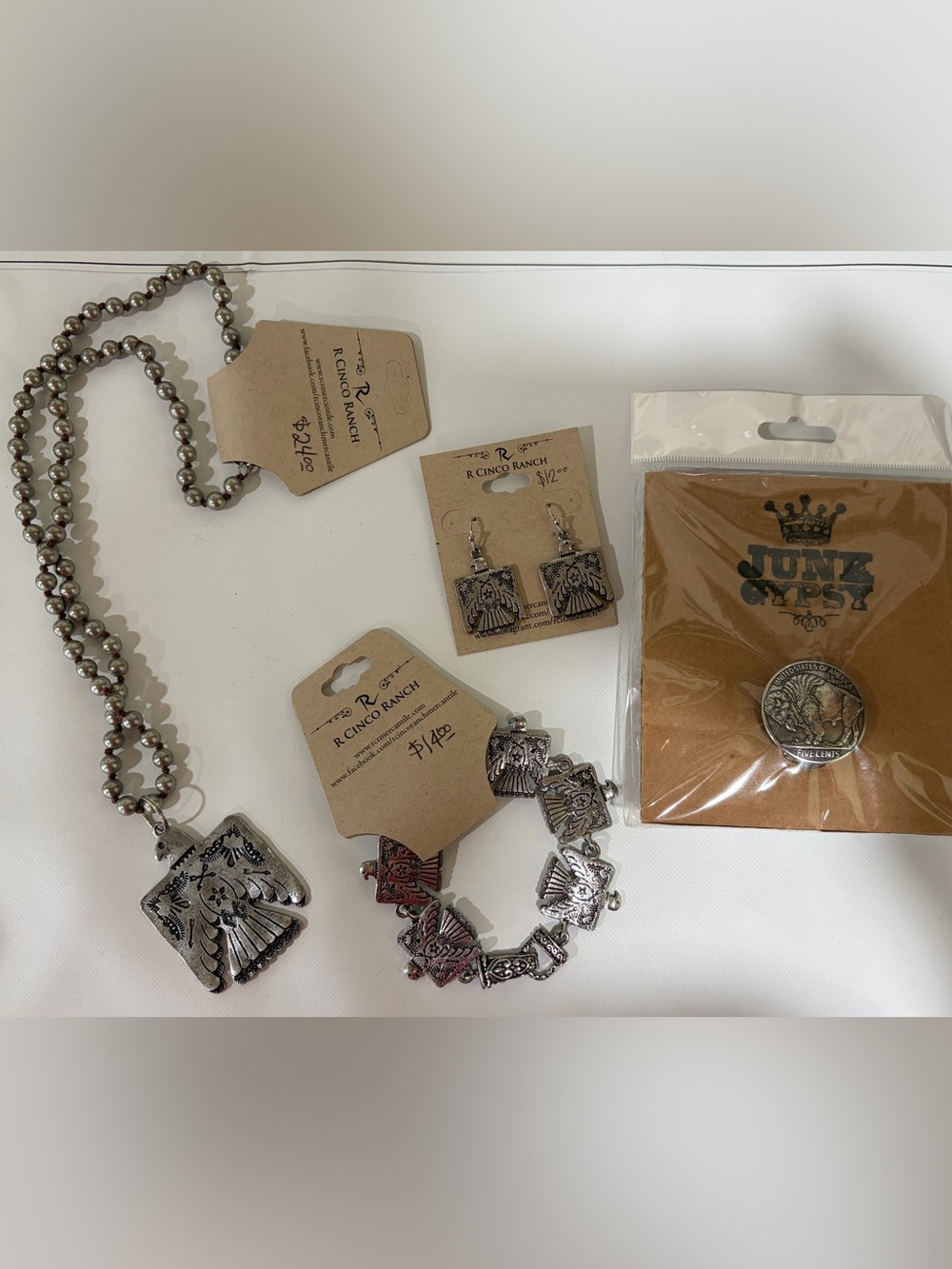 Silver-tone Southwestern Necklace & Bracelet Set - Silver